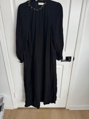 Zimmermann Black Long Sleeve Chain-Neck Maxi Dress